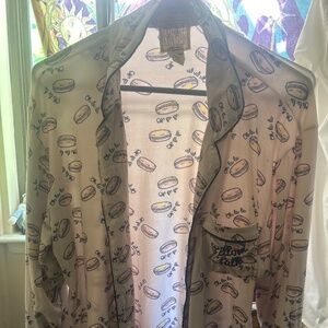 Mentally Exhausted (can’t even.) Burger (oh la la) print pajama top